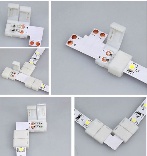 RGB LED Strip Light Connectors T Shape Adapters 4pin NO Soldering