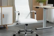 Conference Room Chairs, High Back, Swivel PU Leather, with Arm, Wheels, Adjustable Height, White
