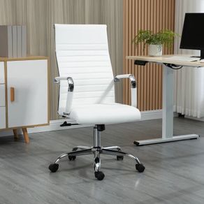 Conference Room Chairs, High Back, Swivel PU Leather, with Arm, Wheels, Adjustable Height, White