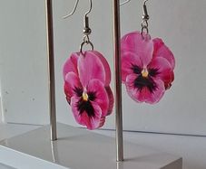 Artista Pink and Yellow Pansy Flower Earrings.