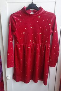 Girls Red Velvet Dress