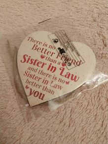Bnwt sister in law wooden heart