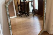 Vintage Octagonal Wall Mirror - Gilt Frame with Floral Inlay (58cm x 83cm)