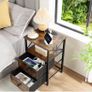 Bedside Table Set of 2, Side Table with Charging Station and Led Lights Image 6
