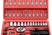 NEW SALE | 46 Pieces 1/4 inch Drive Socket Ratchet Wrench Tool Set, with Bit Socket Set Metric and Extension Bar for DIY, Auto Repairing and Household, with Storage Case