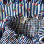 Girl's Blue and White Striped Cherry Summer Dress Image 6