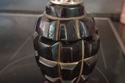 Trench Art WW1 Hand Grenade Desk Inkwell Ceramic Inset.