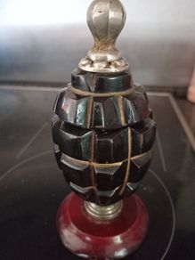 Trench Art WW1 Hand Grenade Desk Inkwell Ceramic Inset.