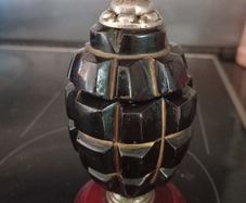 Trench Art WW1 Hand Grenade Desk Inkwell Ceramic Inset.