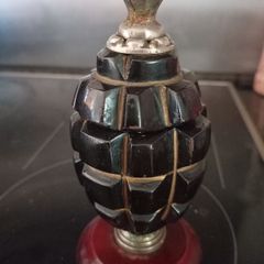 Trench Art WW1 Hand Grenade Desk Inkwell Ceramic Inset.