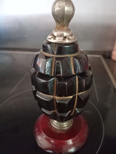 Trench Art WW1 Hand Grenade Desk Inkwell Ceramic Inset.
