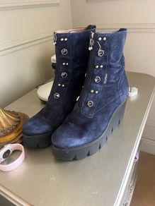 marco moreo navy wedge boots