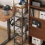 Vegetable Rack with Wooden Top,5-tier kitchen Storage Trolley,Vegetable Trolley on Wheels for Kitchen, Pantry, Office Image 2