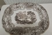 Victorian turkey serving platter brown and white