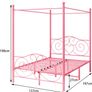Double Canopy Bed Frame with Vintage Headboard & Footboard, Pink 135x190cm Double Canopy Bed Frame, 4ft6 Heavy Duty Metal Bed, Heart Scroll Headboard & Footboard, Steel Slats for Bedrooms Image 6