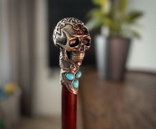 Unique Handmade Walking Stick, Skull with Celtic Knot Handle, Never Used