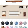 Leather Desk Mat, Large Mouse Mat, Non-Slip Desk Pad, Waterproof Leather Table Protector Writing Pad for Office and Home (100 x 50 cm, Beige) Image 3