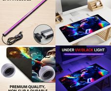 Large UV Reactive Gaming Mouse Pad Monkey Design Polyester Desk Mat Washable Rubber Base Free viewing