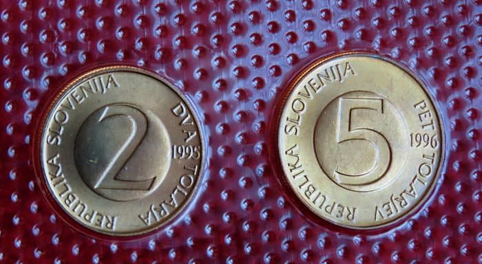 Slovenia Coins Banknote Stamp set vintage currency collectors