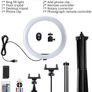 10" Ring Light with Stand and Phone Holder, RGB Dimmable Ring Light with 4 Light Modes and Bluetooth Remote for Tiktok/YouTube/Instagram/Photography/Makeup/Online Meeting Image 7