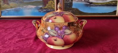 For Collectors Antique Kirsty Jane Orchard Gold Fine Bone China Hand Painted And Decorated Signed By Artist D. Hogue Large Two Handled Soup Tureen With Lid And Ladle Slot Made In England