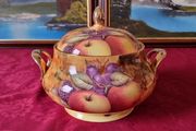 For Collectors Antique Kirsty Jane Orchard Gold Fine Bone China Hand Painted And Decorated Signed By Artist D. Hogue Large Two Handled Soup Tureen With Lid And Ladle Slot Made In England