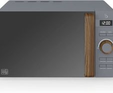 20L Nordic Digital LED Microwave, 6 Power Levels, Wood Effect Handle, Soft Touch Housing and Matte Finish, 800W, Slate Grey, SM22036LGRYN
