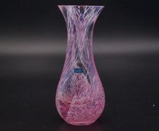 Caithness British Pink + White Speckled Glass Vase