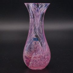 Caithness British Pink + White Speckled Glass Vase
