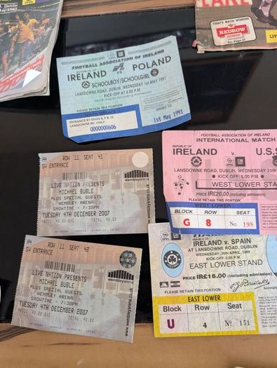 Huge 1990 80s vintage liverpool and some vintage Ireland soccer gear signed gear etc
