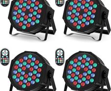FREE EXPRESS SHIPPING 4 Pack LED Par Light, RGB 36 LED Stage Lights DMX7CH Control, 7 Modes Par Can Lights with Remote Control for Wedding Club Party Concert Bars Show