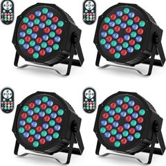 FREE EXPRESS SHIPPING 4 Pack LED Par Light, RGB 36 LED Stage Lights DMX7CH Control, 7 Modes Par Can Lights with Remote Control for Wedding Club Party Concert Bars Show