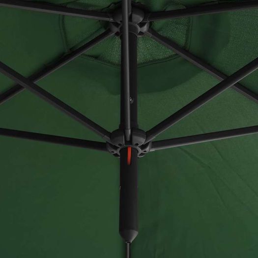 Double Parasol with Steel Pole Green 600 cm