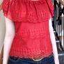 Brick Red Lace Off-Shoulder Top, stylish summer lace top, boho top Image 7