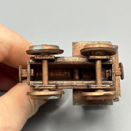 Vintage Antique Rustic Metal Brass Art Miniature 3" Train Model Made In Italy