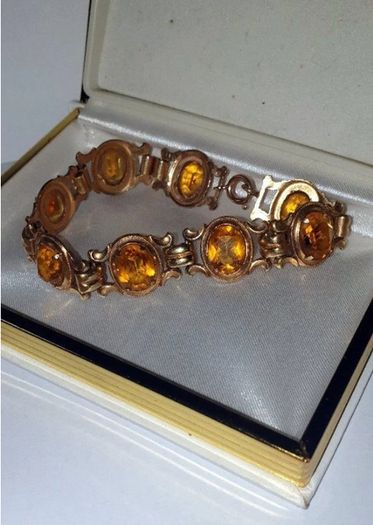 Vintage K&L 14ct Gold & Amber Bracelet