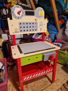 Wooden toy work bench