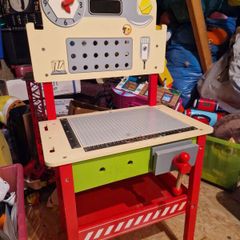 Wooden toy work bench