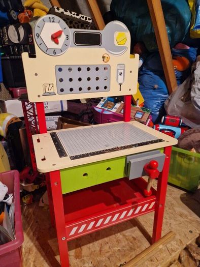 Wooden toy work bench