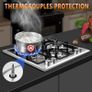 Gas Hob 4 Burners, 60cm Built-in Stainless Steel Cooktop, NG/LPG Convertible Propane Gas Stove with Flame Failure Thermocouple Protection, 8800W High Power Image 4