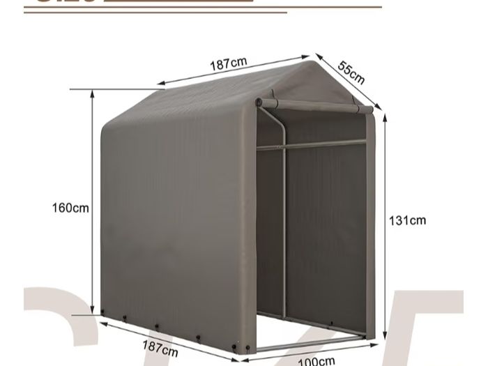 Garden Waterproof Anti-UV Bike Storage Tent Bicycle Motorcycle Shed Shelter Outdoor Backyard Steel Frame PE Cover Zipper Door Small Grey