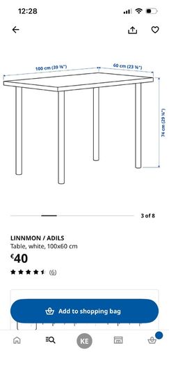 Ikea Table Desk, Linnmon 100x60