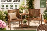 2 Seater Wooden Garden Companion Bench with Table
