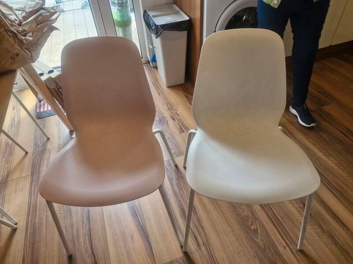 Ikea chairs pink and cream
