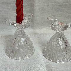 70s vintage pair of  Hofbauer Crystal Candle Holders