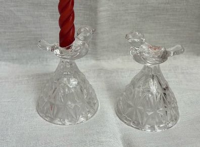 70s vintage pair of  Hofbauer Crystal Candle Holders
