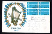 1971 Ireland Europa 6p block of 4 Commemorative Stamp Illustrated First Day Cover (FDC)
