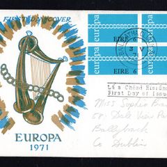 1971 Ireland Europa 6p block of 4 Commemorative Stamp Illustrated First Day Cover (FDC)