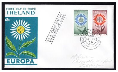 1964 Ireland Europa (CEPT) Commemorative Stamps Illustrated First Day Cover (FDC)