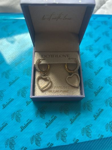 Dottilove 18K Gold Plated Heart Earrings Stainless Steel New In Box